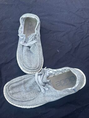 Hey Dude Light Gray Knit Lace-Detail Slip-Ons